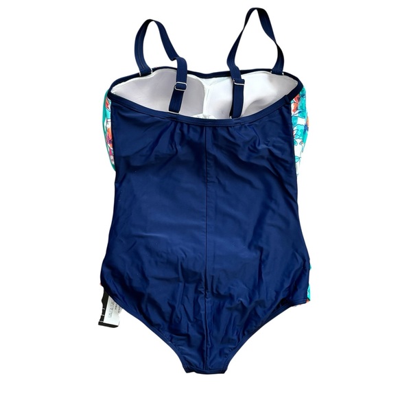 NWT! Seekers Contour One Piece Swimsuit 18W Tummy Control Floral - Picture 7 of 11